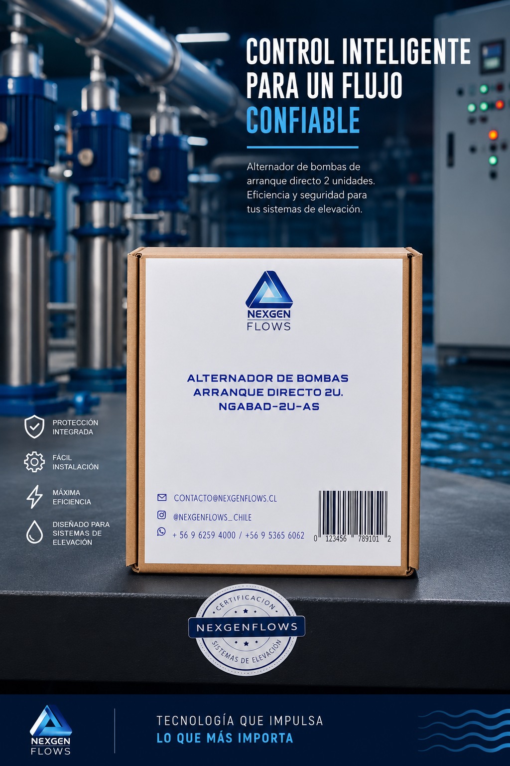 Alternador de bombas de arranque directo 2 unidades, modelo NGABAD-2U-AS de NexgenFlows