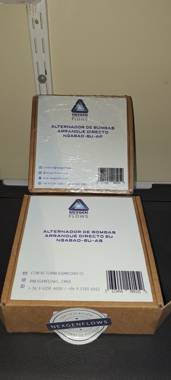 Alternador de bombas NexgenFlows en su empaque, fabricación propia